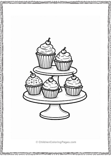 Cupcake Stand With Colorful Treats Free PDF Printable