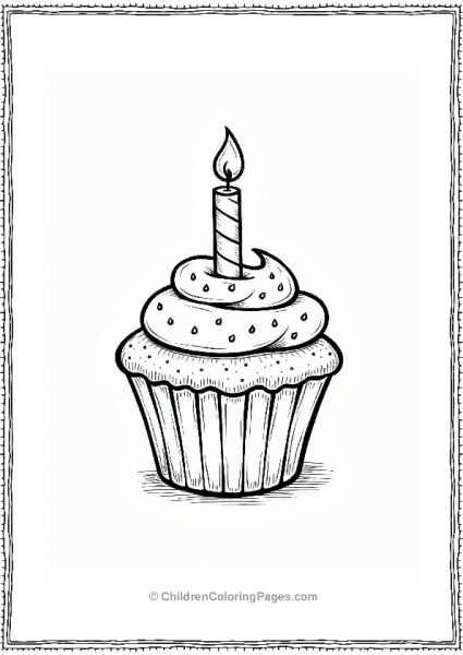 Cupcake With A Birthday Candle Free PDF Printable