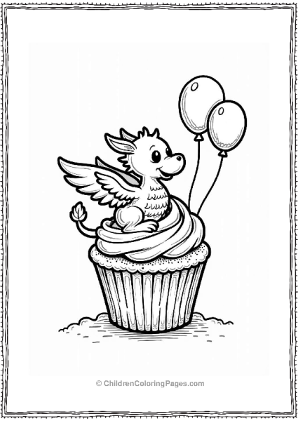 Cupcake With A Friendly Griffin Free PDF Printable