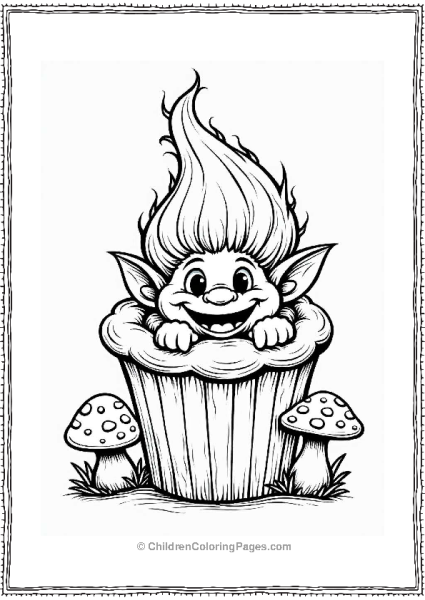 Cupcake With Friendly Troll Free PDF Printable