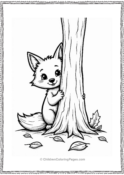 Curious Fox Among Fall Leaves Free PDF Printable