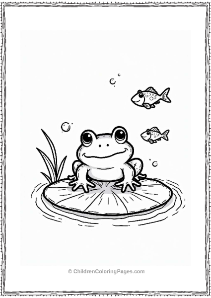 Curious Frog Behind Lily Pad Free PDF Printable