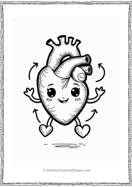 Cute Cartoon Heart With Blood Flow Labels Free PDF Printable