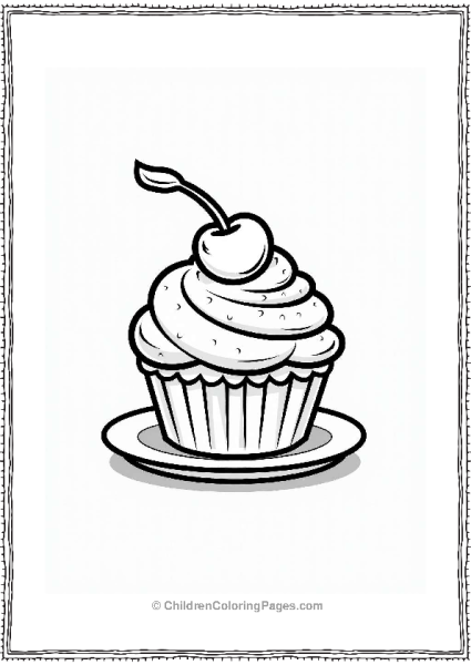 Cute Cupcake With Cherry Free PDF Printable