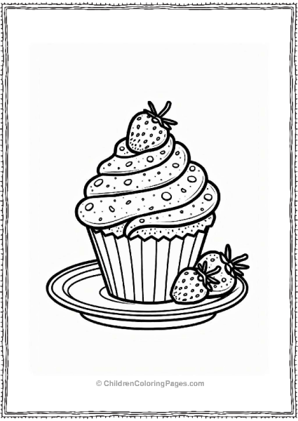 Cute Strawberry Cupcake With Sprinkles Free PDF Printable