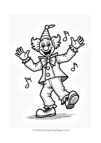 Dancing Clown With Musical Notes Free PDF Printable