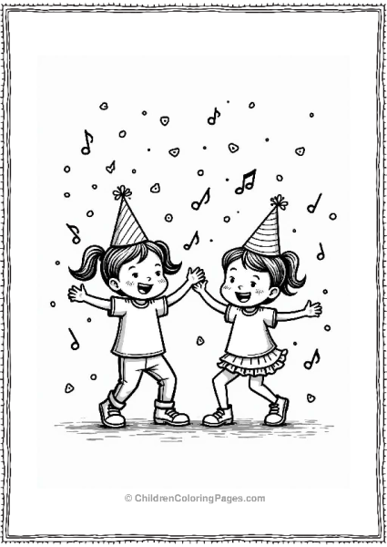 Dancing Kids With Confetti Free PDF Printable