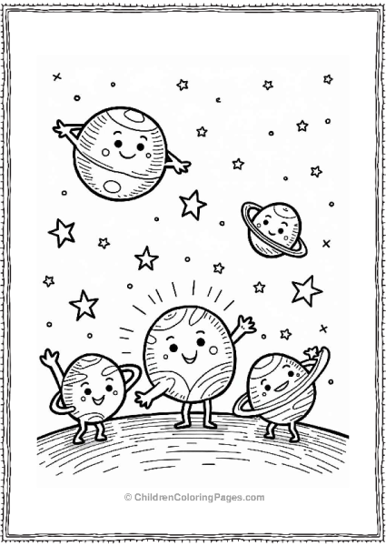 Dancing Planets Around A Glowing Sun Free PDF Printable