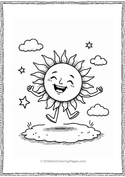 Dancing Sun Among Clouds And Stars Free PDF Printable