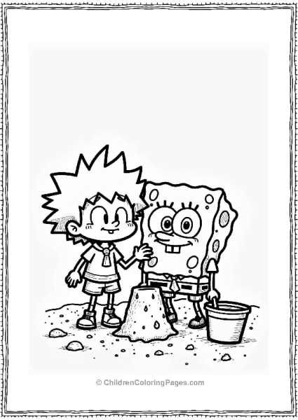 Deku And SpongeBob At The Beach Free PDF Printable