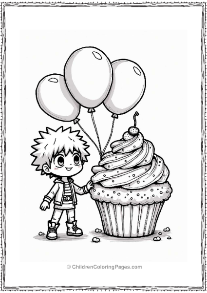 Deku At A Birthday Party With A Giant Cupcake Free PDF Printable