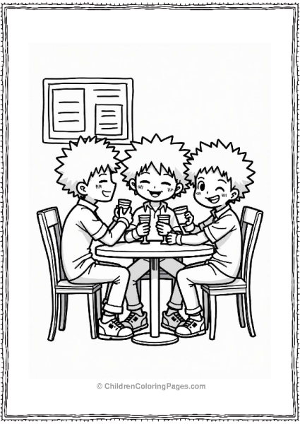 Deku At A Cafe With Friends Free PDF Printable