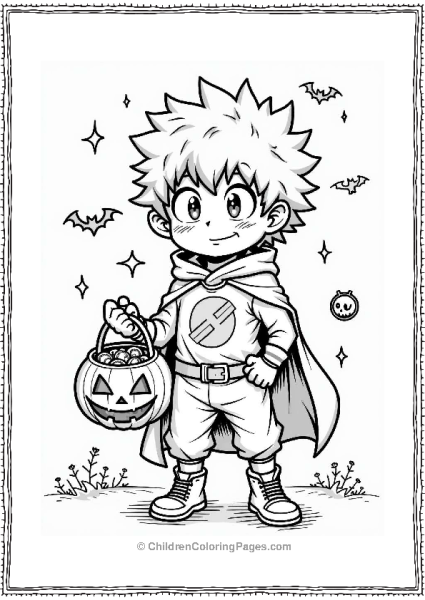 Deku Celebrating Halloween As A Superhero Free PDF Printable