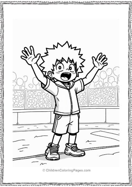 Deku Cheering For His Friends Free PDF Printable