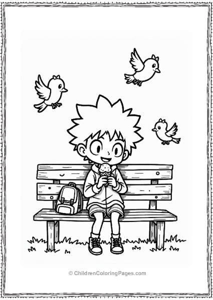 Deku Enjoying Ice Cream In The Park Free PDF Printable