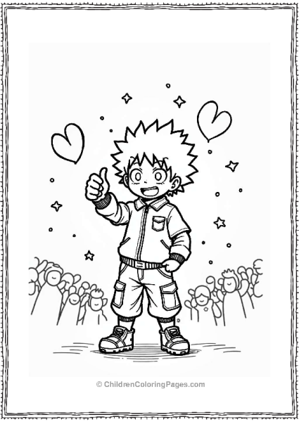 Deku Giving A Thumbs Up To Fans Free PDF Printable