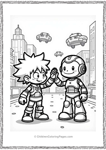 Deku High Fiving A Friendly Robot Free PDF Printable