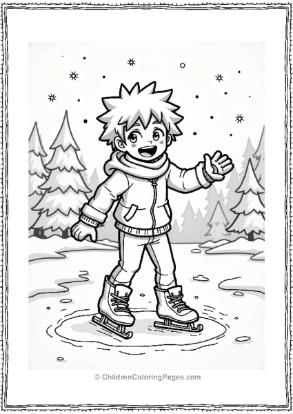 Deku Ice Skating In Winter Free PDF Printable