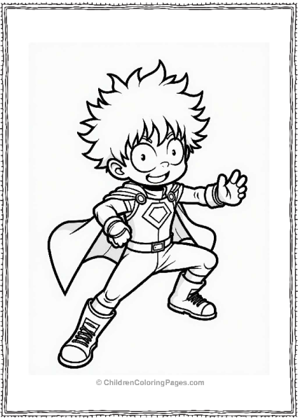 Deku In A Heroic Action Pose Free PDF Printable