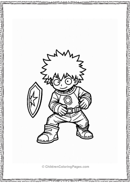 Deku In A Shield Pose Free PDF Printable