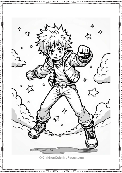 Deku In Action Pose Free PDF Printable