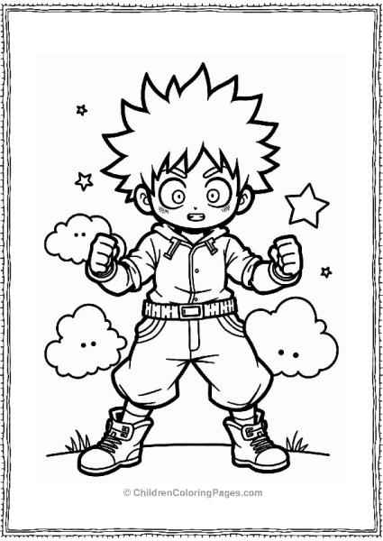 Deku In An Action Stance Free PDF Printable