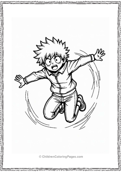 Deku Leaping In Mid Air Free PDF Printable