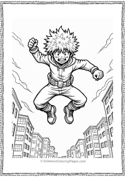 Deku Leaping Into Action Free PDF Printable