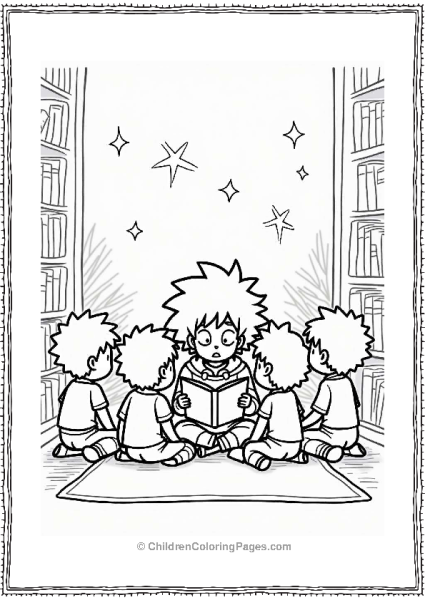 Deku Reading To Kids In A Cozy Library Free PDF Printable