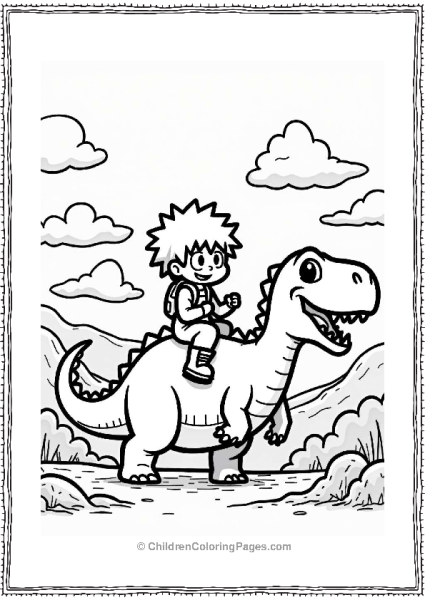 Deku Riding A Friendly Dinosaur Free PDF Printable