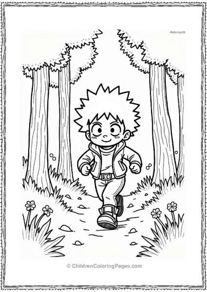 Deku Running In A Forest Free PDF Printable