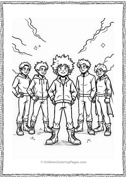 Deku Surrounded By Hero Mentors Free PDF Printable