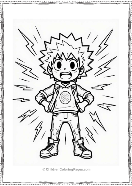 Deku Surrounded By Lightning Bolts Free PDF Printable