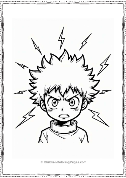 Deku’s Determined Gaze With Lightning Free PDF Printable