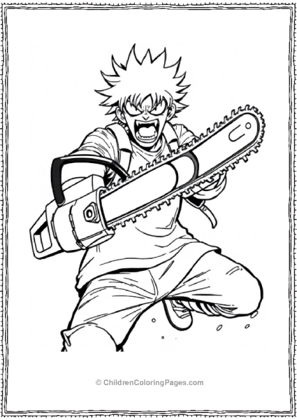 Denji As Chainsaw Man Charging Forward Free PDF Printable