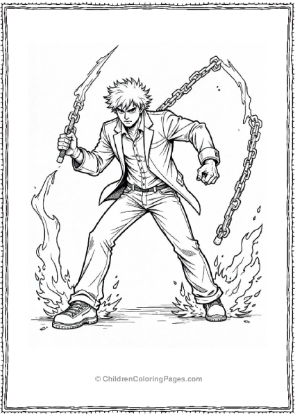 Denji Transforming Into Chainsaw Man Free PDF Printable