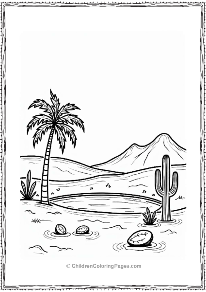 Desert Oasis Coloring Page Free PDF Printable