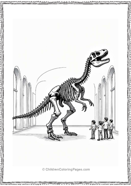 Dino Skeleton In A Museum Free PDF Printable