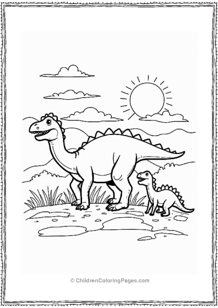 Dinosaur Family At Sunset Free PDF Printable