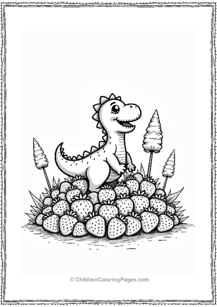 Dinosaur Sitting On Strawberries Free PDF Printable