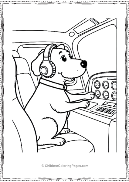 Dog As A Copilot Wearing A Headset Free PDF Printable