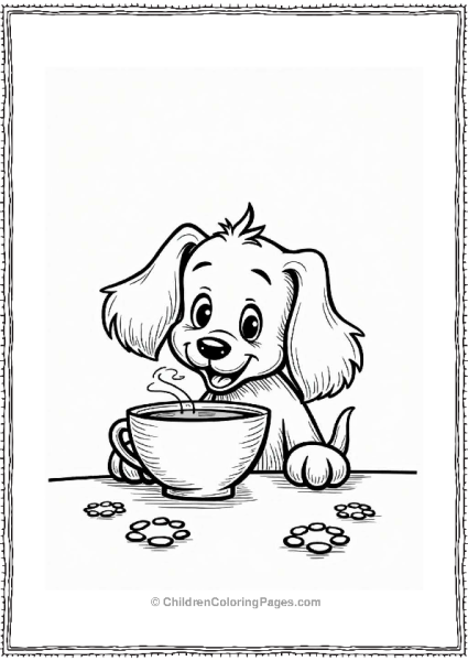 Dog Sniffing A Coffee Mug Free PDF Printable