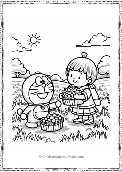 Doraemon And Friends At The Harvest Festival Free PDF Printable