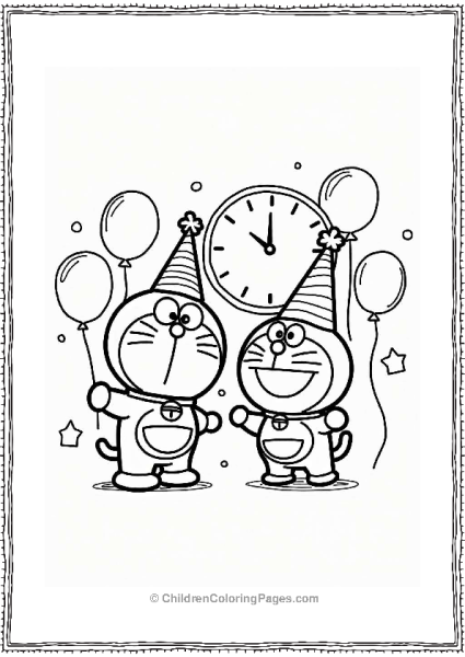 Doraemon And Nobita New Year Celebration Free PDF Printable