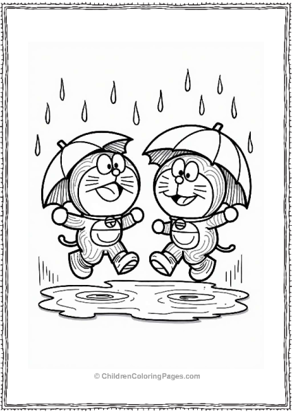 Doraemon And Nobita On A Rainy Day Free PDF Printable