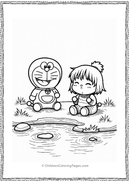 Doraemon And Shizuka By A Stream Free PDF Printable