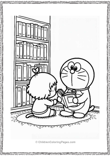 Doraemon And Shizuka In The Library Free PDF Printable