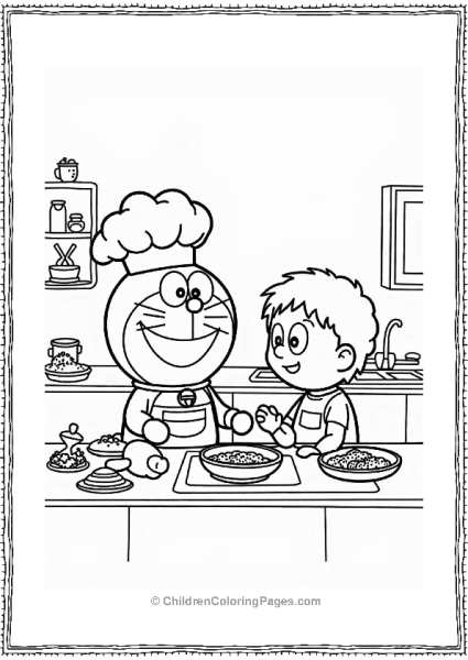 Doraemon Cooking In The Kitchen Free PDF Printable