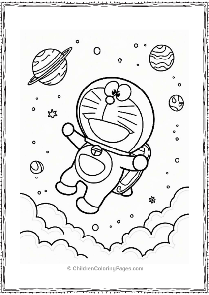 Doraemon Floating In Space With Jetpack Free PDF Printable