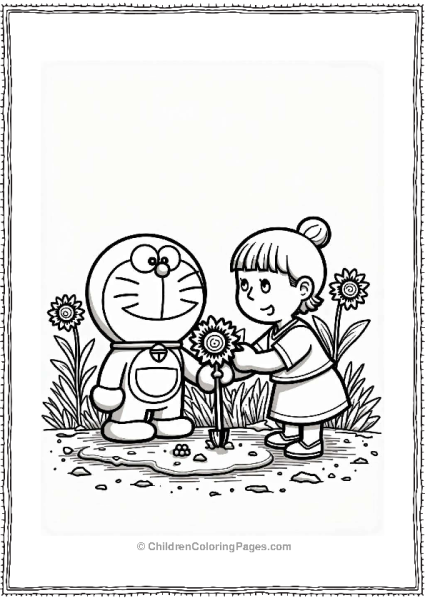 Doraemon Gardening With Friends Free PDF Printable